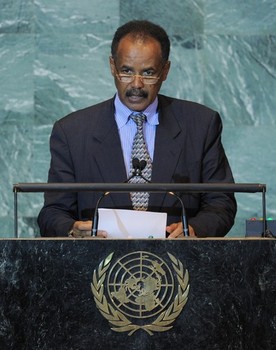 President of Eritrea, Isaias Afwerki addresses the UN Beneral Assembly, New York, September 23, 2011 (Getty)