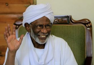 FILE - Sudan's Islamist opposition leader Hassan Al-Turabi