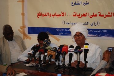 Sudan's opposition figure Farouq Abu Issa addressing a press conference in Khartoum on Wendesday, 4 January (ST)