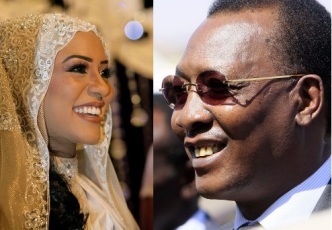 The bride Amani Musa Hilal and Chad's President Idriss Deby