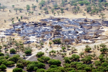 An aerial view of the village of Fertait, burned to the ground, in South Sudan’s Jonglei State. The village is one of the latest to succumb to ethnic clashes which began this month among Lou Nuer and Murle (UN)