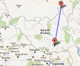 The distance between Renk, where the new rebels say they are based and South Sudan's capital Juba is around 800km (Google Maps)
