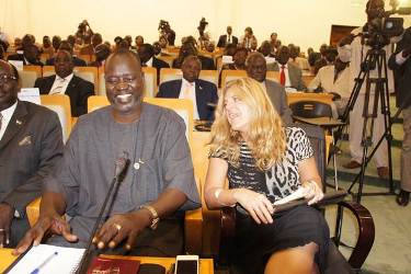 The Special Representative for the United Nations Secretary General Hilde Johnson at the South Sudan Legislative Assembly attending Salva Kiir's speech before the MPs asking them to approve cabinet decision to shut down oil production in Juba on 23 Jan, 2012 (Arco Lomayat)