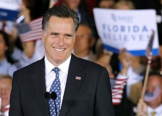 Republican presidential candidate, former Massachusetts Gov. Mitt Romney beams during his victory celebration after winning the Florida primary election Tuesday Jan. 31, 2012, in Tampa, Florida (AP)