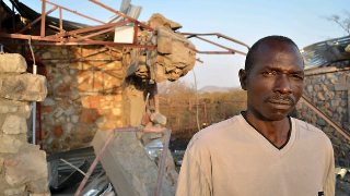 South Kordofan school destroyed in bombing attack, Janurary 2012 (AP)