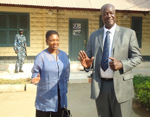 UN Undersecretary for Humanitarian Affairs, Valerie Amos, and Governor Kuol Manyang after the meeting in Bor, Jonglei, South Sudan  (ST)