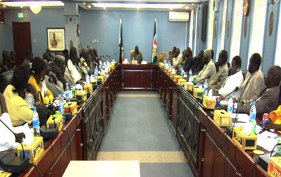 South Sudan's Vice President, Dr. Riek Machar Teny, meets with Jonglei state politicians on insecurity, Juba, Feb. 4, 2012 (ST)