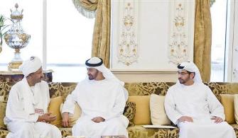 From L-R: Sudanese presidential adviser Mustafa Ismail, UAE Crown Price Mohamed Bin Zayed, Abu Dhabi ruler representative in Western region Hamdan Bin Zayed (WAM)