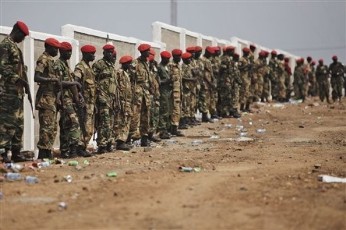 Sudan People's Liberation Army, SPLA, soldiers stand guard during independence celebrations in Juba, South Sudan, Saturday, July 9, 2011 (AP PHOTOS)