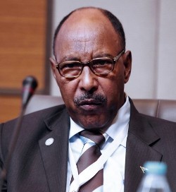 Sudanese Defence Minister Abdelrahim Mohamed Hussein attends the closing session of a ministerial conference on regional cooperation in the Libyan capital Tripoli on March 12, 2012 (AFP)