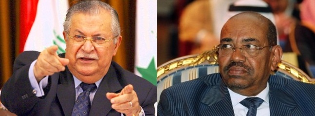 Sudanese president Omer Hassan al-Bashir (R) - Iraqi president Jalal Talabani (L)
