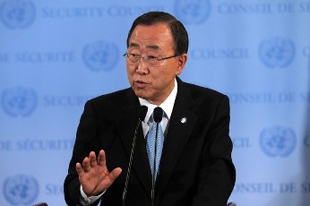 United Nations secretary-general Ban Ki-moon speaks to the media following a UN Security Council meeting on the crises in both Syria and South Sudan (Photo: Getty Images)
