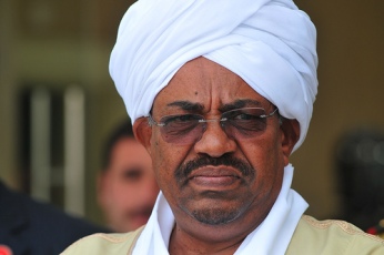 Sudan's President Omer Al-Bashir addressing mobilization rally in Khartoum on Wendesday, 18 April (AFP)