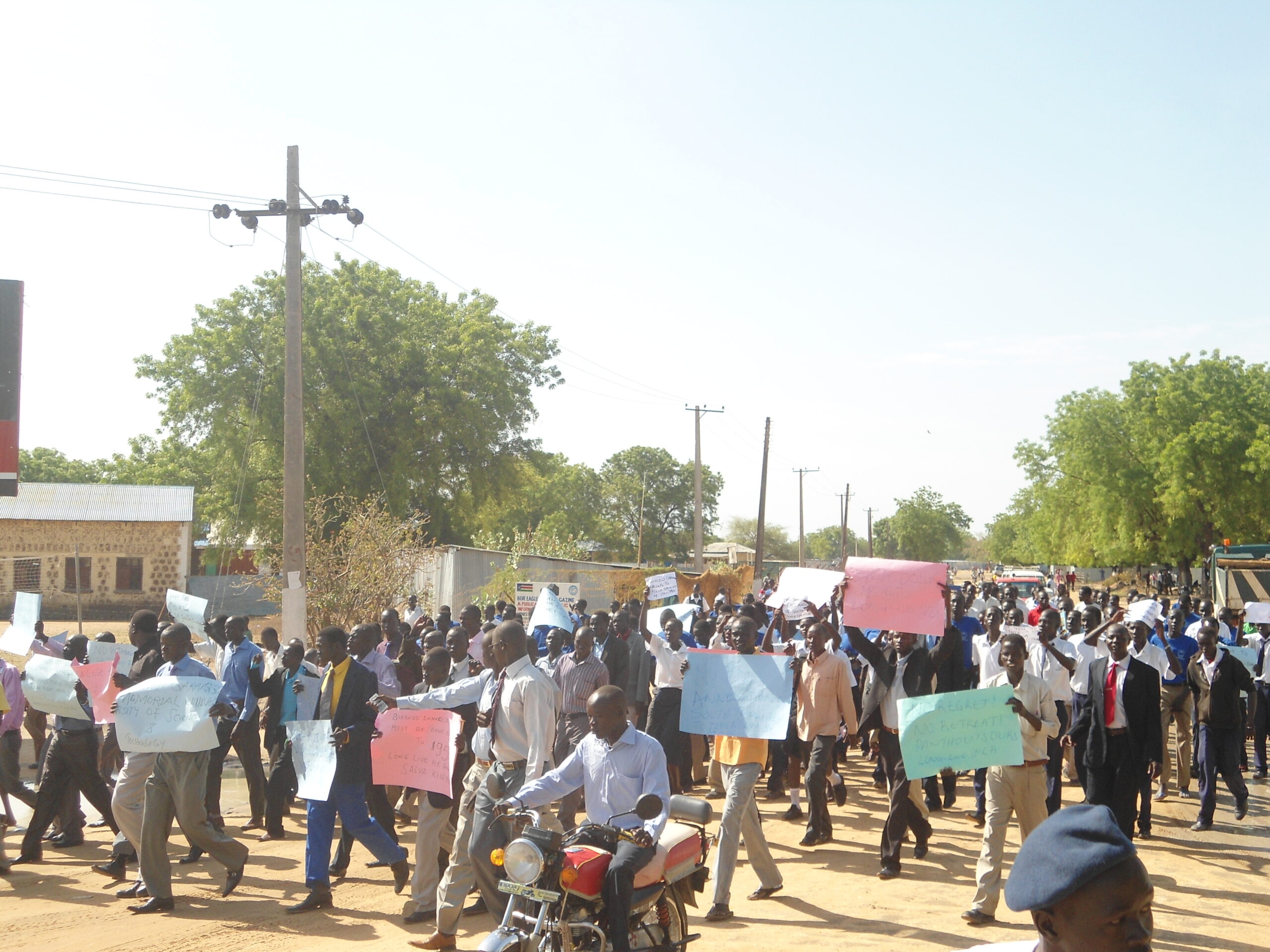Jonglei State students protesting against the UN's 