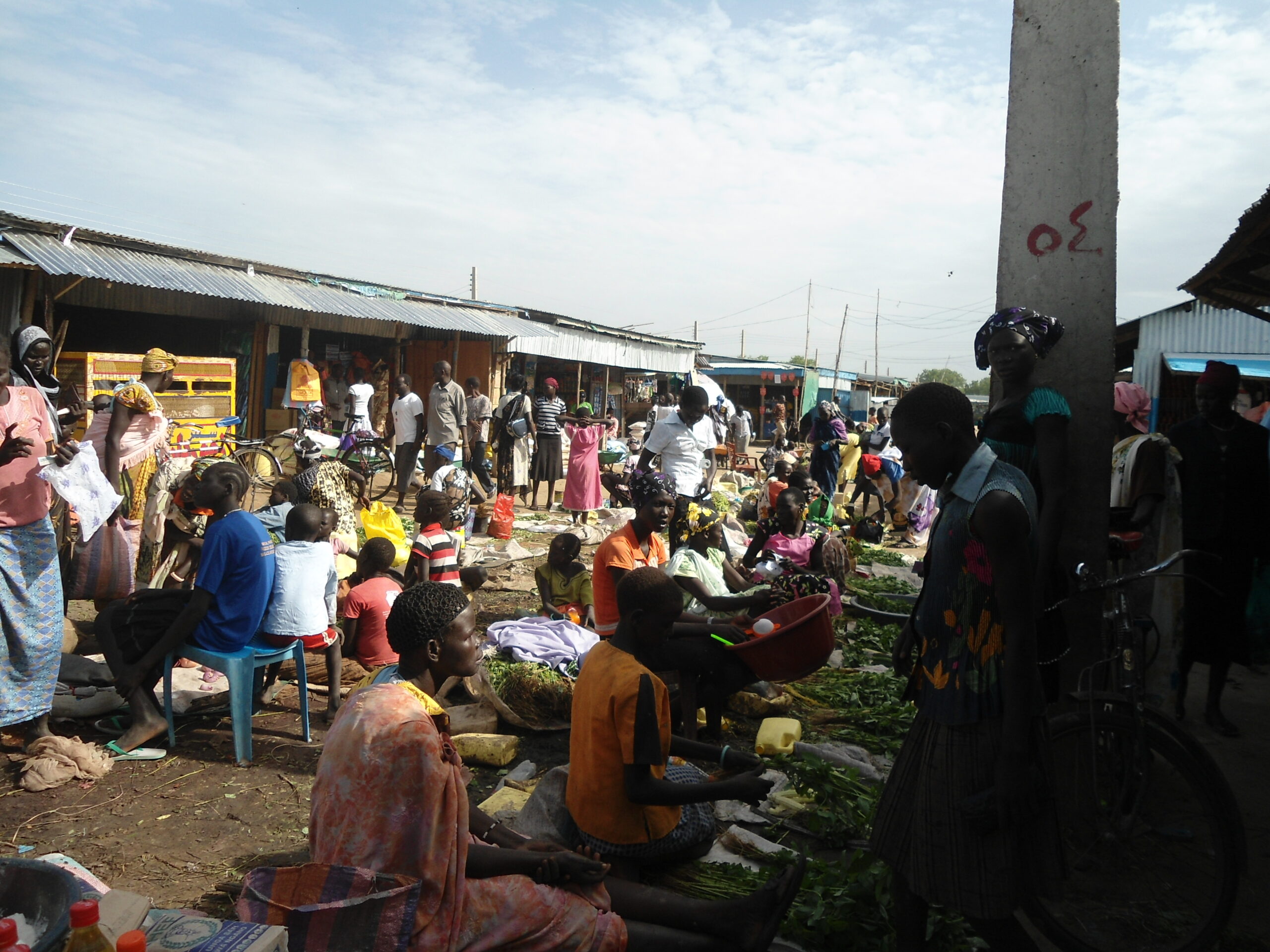 Women and young girls busy selling green vegetables at Bor Marol Market, 27 April 2012 (ST)