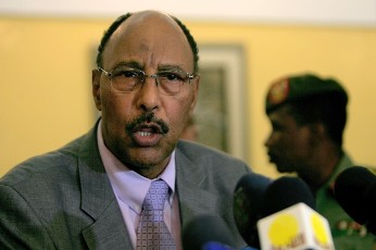 Sudan’s Defence Minister Abdula Rahim Mohamed Hussein speaks to the press upon his return from the Ethiopian capital Addis Ababa on April 4, 2012 (GETTY)