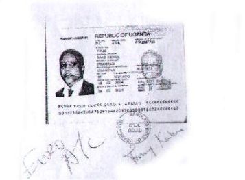 A copy of the Uganda passport allegedly issued to Yasser Arman (smc.sd)