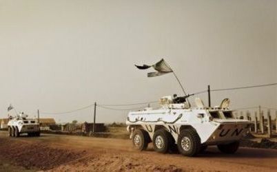 A UNMIS peacekeeper patrol in Abyei, Southern Sudan, Friday, March 11, 2011 (AP)