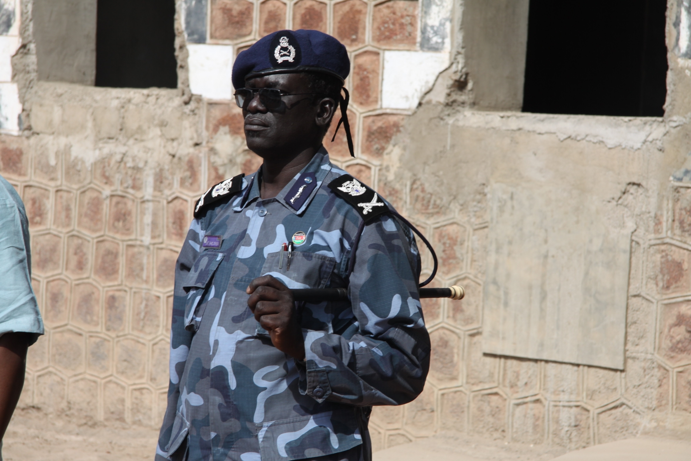 Lakes State Police Commissioner Saed Abdulatif Cawuol Lom at Rumbek Airport, South Sudan, 2011 (ST)