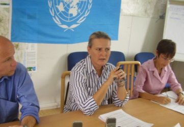Lise Grande, UN Resident and Humanitarian Coordinator Speaks to media in Juba. 15 May 2012 (ST)