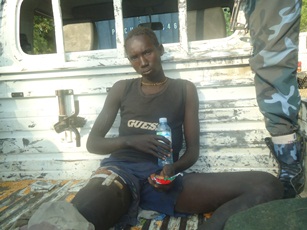 Raider, Thamatho Ketchou, captured in Duk County after attack on SPLA garrison of commando, 1 Janurary 2012  (John Alier Gai/ST)