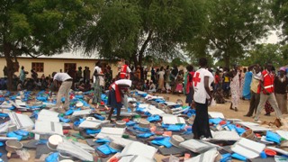 South Sudan Red Cross Society in Bor prepares to distribute non-food items to returnees and Internally Displaced Persons in Bor on April 28, 2012 (ST)