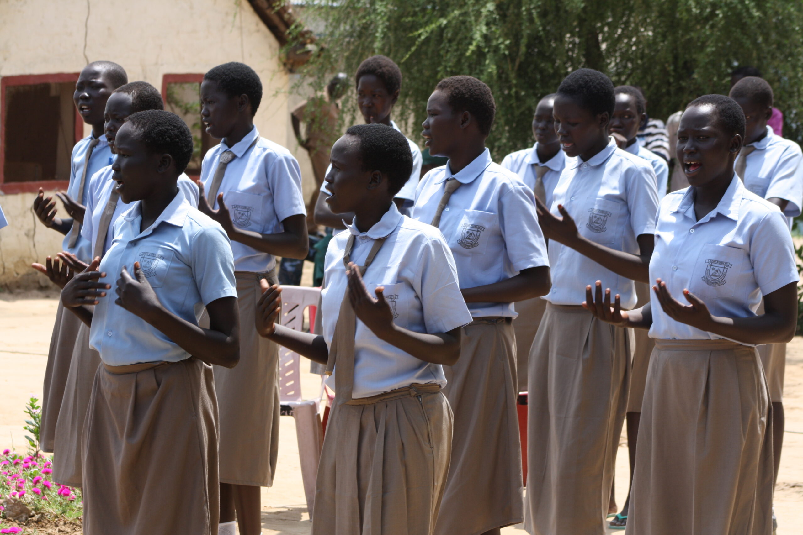 Students from Bor Girl's Primary School celebrating the Day of the African Child on 18 June 2012, Jonglei State, South Sudan (ST)