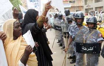 FILE PHOTO - Sudanese women protestors shout slogans during a protest in Khartoum last year (AFP/Isam al-Haj)