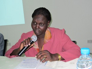 Deputy minister for petroleum, and mining, Elizabeth James Bol at the launch of the South Sudan Law Society report, June 21, 2012 (ST)