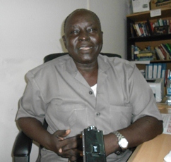 Dean of students at Dr. John Garang University of Science and Technology in his office in Bor, June 5, 2012 (ST)