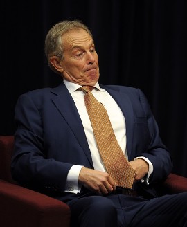 Tony Blair, the former British Prime Minister, sits through a question and answer session at the University of Hong Kong on June 14, 2012. (Getty)