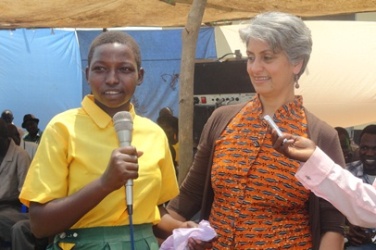 UNICEF country representative, Yasmin Haque speaks at the  inauguration of Owinykibul central primary school, July 20, 2012 (ST)