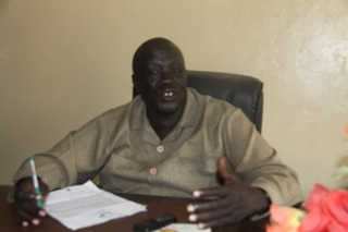 Joshua Konyi Irer, commissioner of Pibor county of Jonglei state in his office, January 23, 2012 (ST)