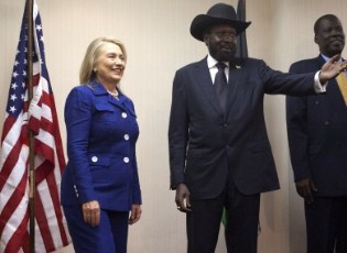 US secretary of state, Hilary Clinton meets South Sudan president, Salva Kiir, 2012 (AP)
