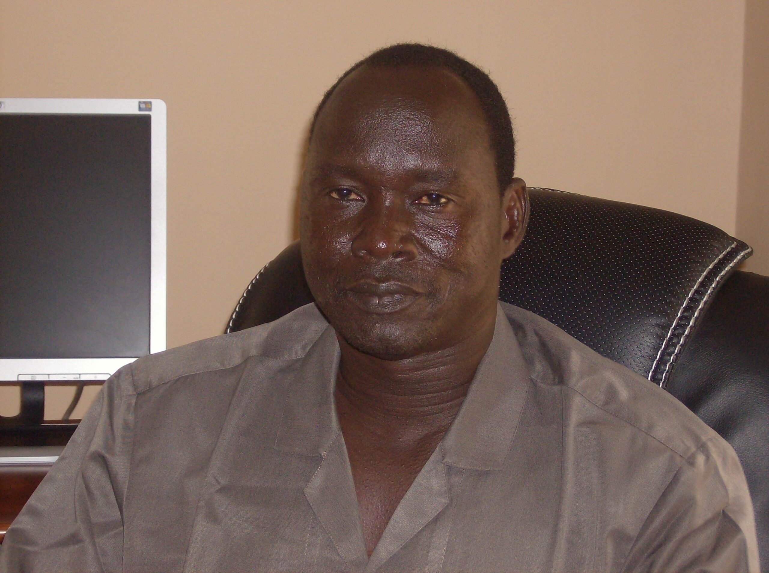 Speaker of Jonglei state assembly, Peter Chol Wall, in his office in Bor, (ST file)