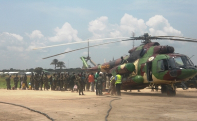 SPLA soldiers at Bor Airport leaving for Pibor to hunt for David Yau Yau's militias, July 4, 2012 (ST)