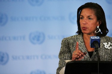 U.S. Ambassador to the United Nations, Susan Rice, addresses the media following a UN Security Council meeting  (file/Getty)