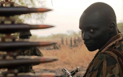 A South Sudan’s army soldier sits in a truck on the frontline in Panakuach Unity state, April 24 2012 (Reuters)
