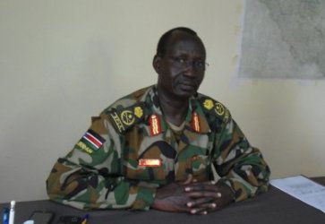 Lt. Gen. Kuol Deim Kuol, responsible for the Jonglei State disarmament campaign in his office in Bor, 31August 2012 (ST)