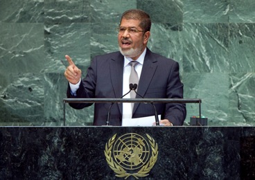 Mohamed Morsy, President of Egypt, addresses the general debate of the sixty-seventh session of the General Assembly on 26 September 2012 (UN photo)