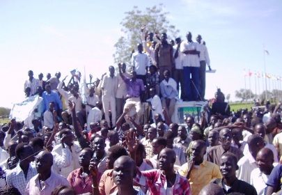 Demonstrators marching towards parliament, Juba, October 15, 2012 (ST)