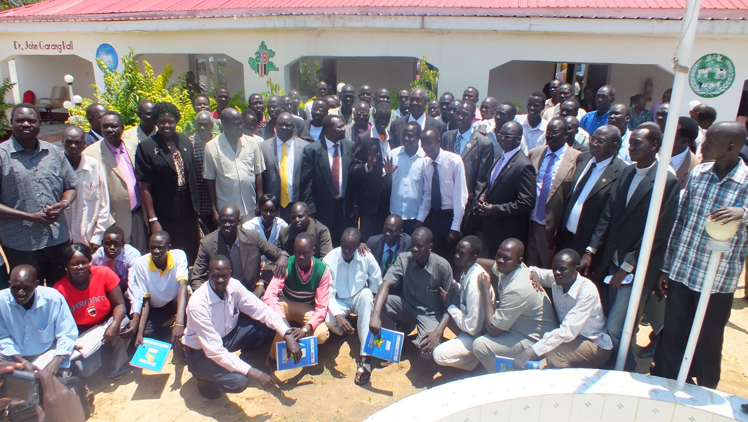 Jonglei state executive including the governor and his deputy, MPs and youth at the South Sudan Hotel after a meeting, August 24, 2012 (ST)