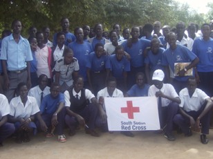 Students from Alliance High School, in a group photo at the Jonglei Red Cross office in Bor, November 4, 2012 (ST)