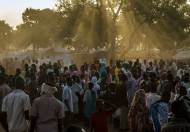 Refugees from South Kordofan gather at dusk at the Yida Refugee Camp in South Sudan. (Getty)