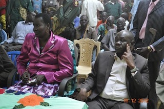 Governor of Warrap State, Nyandeng Malek Deliech (left) in Wau town with Western Bahr el Ghazal State Governor, Rizik Zachariah Hassan, 18 December 2012 (ST)