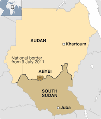 Abyei, the main contested region between Sudan and South Sudan (BBC)