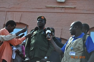 Major General Chol Thon, the SPLA’s fifth division commander 15 January 2013 (Source: Justin Saleh, Press Secretary to W. Bahr el Ghazal Governor Rizik Zachariah Hassan)