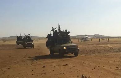A picture from a Youtube video released by JEM-Bashar showing a military demonstration of their troops organised in Darma, North Darfur in 2012.