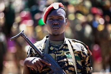 SPLA soldier stands in a parade during their 29th anniversary celebrations in South Sudan's capital Juba (Reuters)
