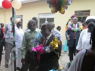 South Sudan's national minister of health Michael Milly Hussein opens a new maternal health facility in Bor, Jonglei state on 6 February 2013 (ST)